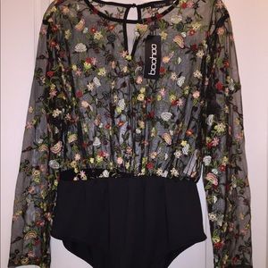 Sheer Embroidered Bodysuit